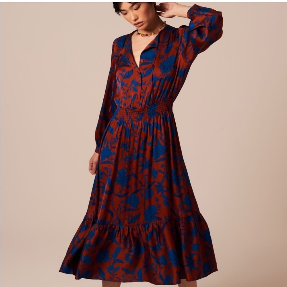 Tucker Juliette Dress in Charmeuse Rustic Wallflower in Stretch Georgette Silk